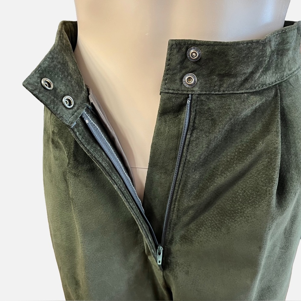 Vintage Danier Olive Suede High-Waist Trousers | Made in Canada | Size 4 - Picture 8 of 11